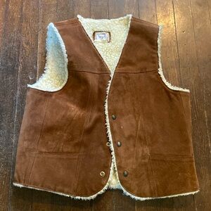 Large Leather Sherpa vest!